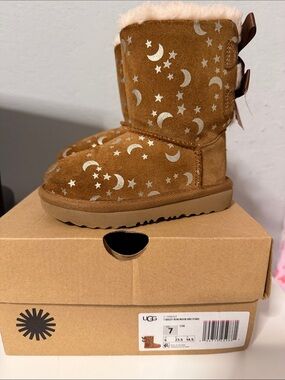 UGG Chestnut Suede Moon & Stars Shearling Boot